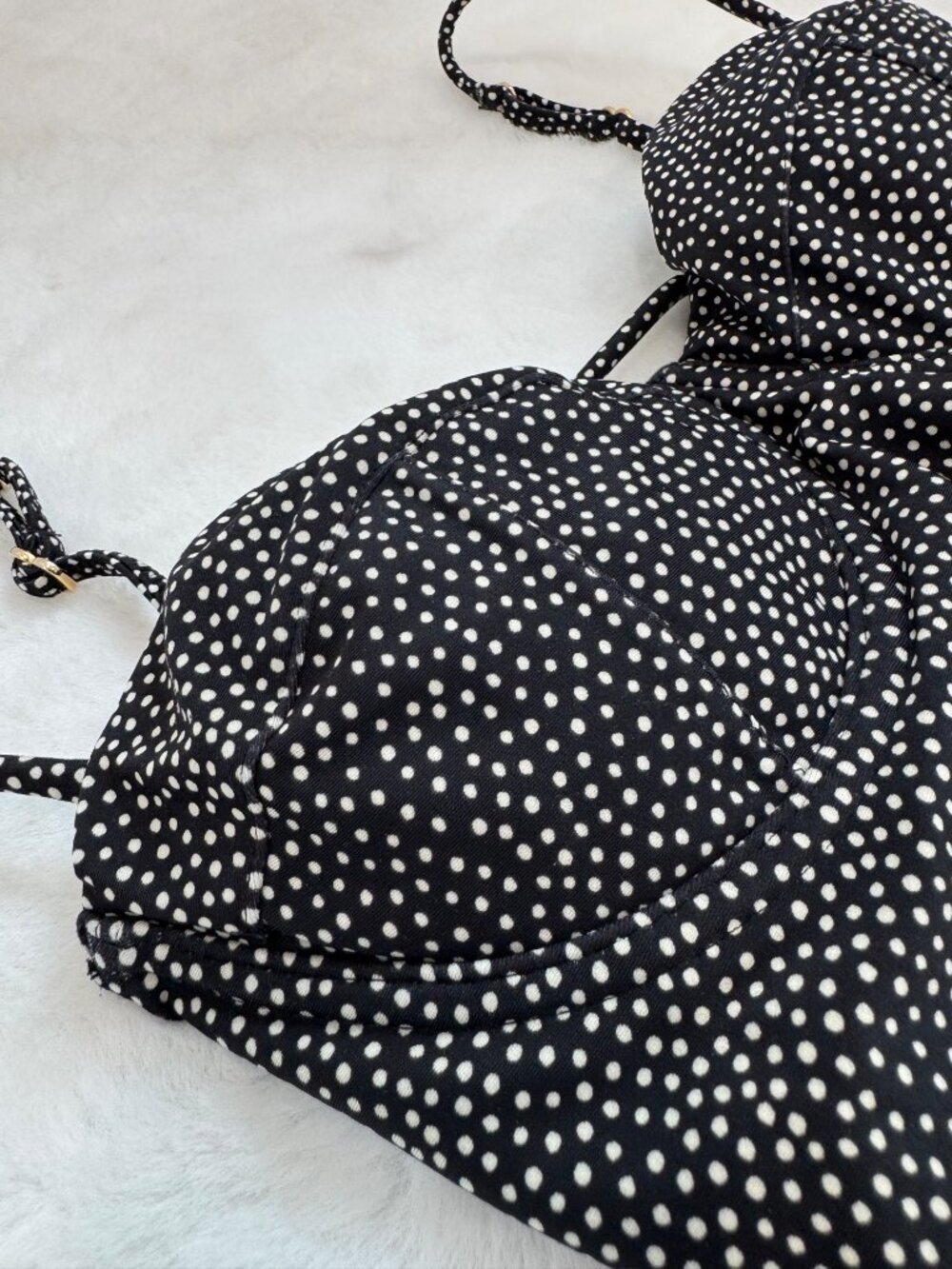 New Vix Paula Hermanny Women's Size M B&W dotted Dion Corsage One-Piece Swimsuit - Picture 7 of 16